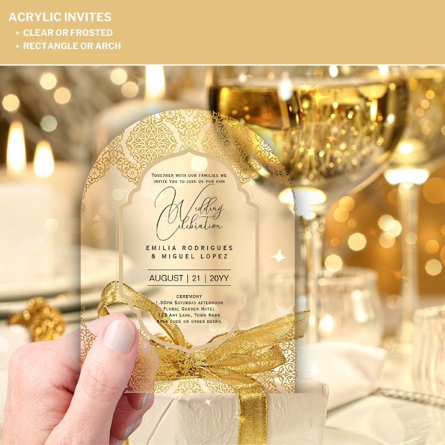 ACRYLIC Wedding lädt GOLD Verziert Elegant Extrava Acryleinladungen (Von Creator hochgeladen)