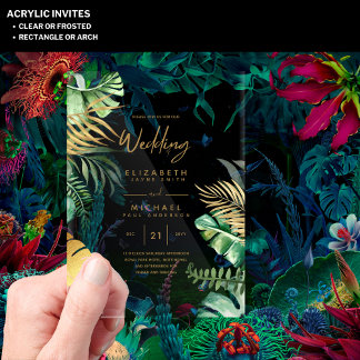 ACRYLIC Wedding lädt Tropical Gold Leaf Beach ein Acryleinladungen
