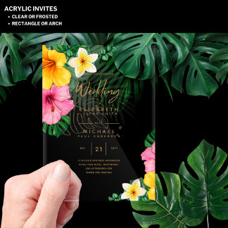 ACRYLIC Wedding lädt Tropical Gold Leaf Beach ein Acryleinladungen