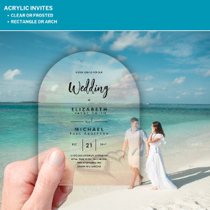 ACRYLIC Wedite Invite Tropical Beach Sunset Ocean Acryleinladungen