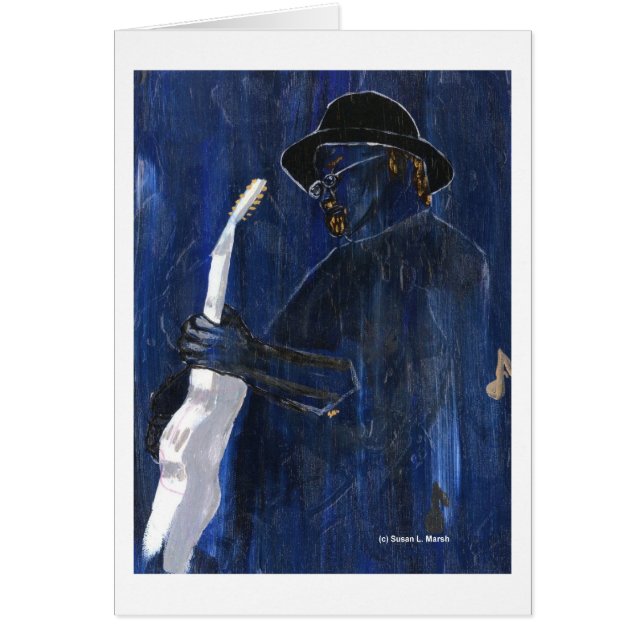 Acrylique de peinture bleu de joueur de guitare de (Devant)