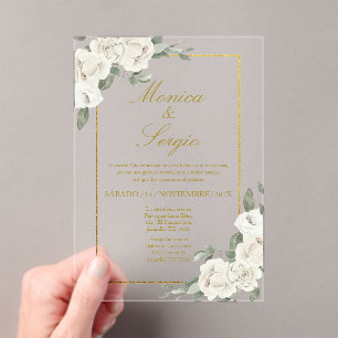 Acrylique élégante invitation de mariage en espagn