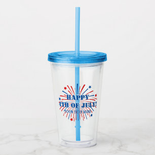 Acrylique Joyeux 4 juillet en verre de la fête de Tumbler ac