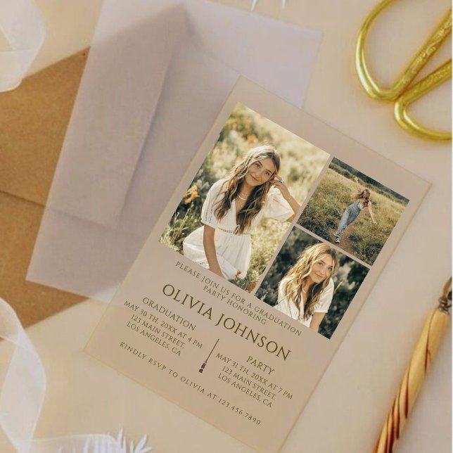 Acrylique moderne 3 Faire-part de diplôme photo (Créateur téléchargé)