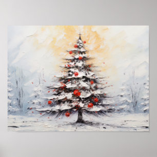Acrylmalerei Impasto Weihnachtsbaum Poster