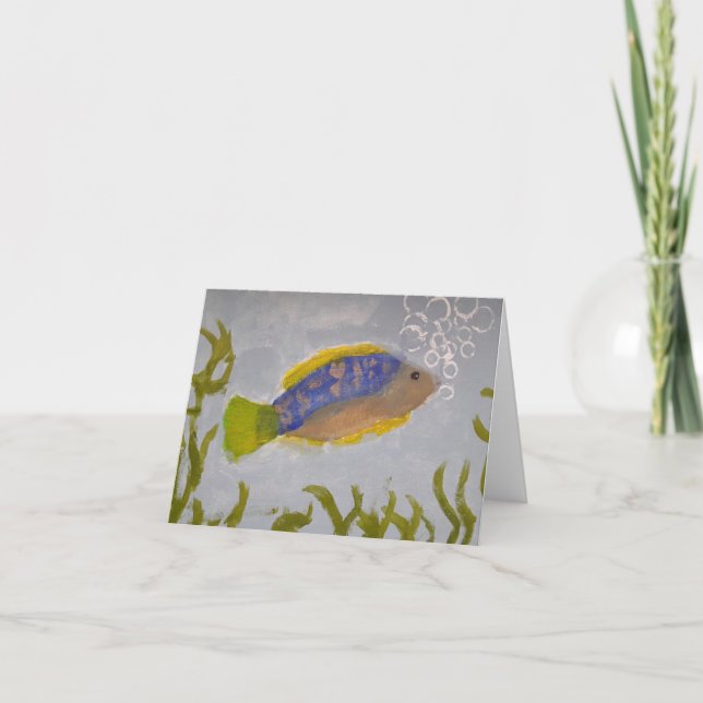 Acrylmalfische mit Blasen-Blindenkarte Dankeskarte (Vorderseite)