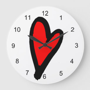Acrylmauer mit rotem Herz Große Wanduhr