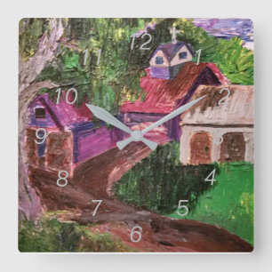 Acrylmauer-Uhr: Bauernhaus Quadratische Wanduhr