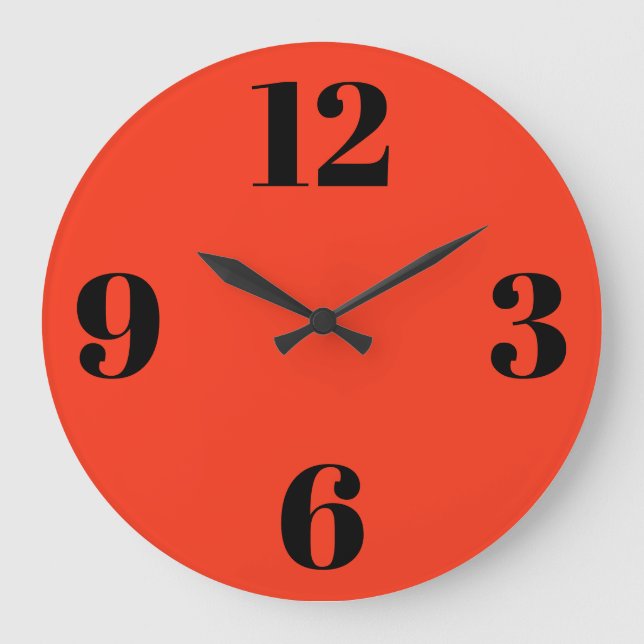 Acrylmauer-Uhr - orangefarbener Hintergrund Große Wanduhr (Vorderseite)