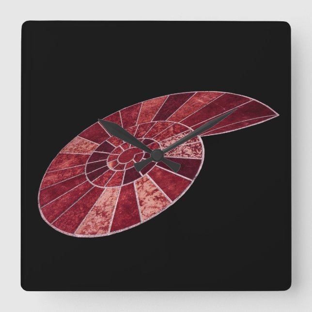 Acrylmauer-Uhrwerk mit Ammonit Quadratische Wanduhr (Vorderseite)