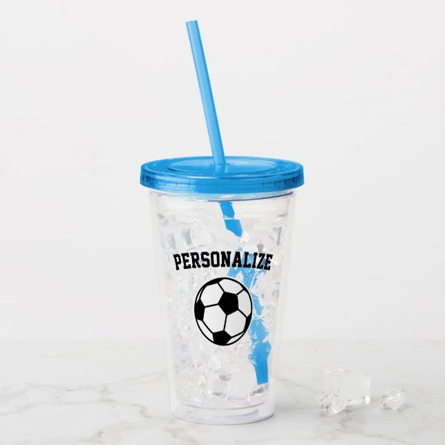 Acryltrommelglas des kundenspezifischen Fußball Acryltrinkbecher (Vorderseite Ice)