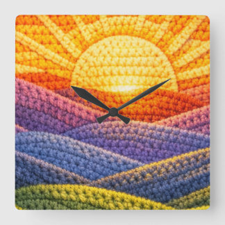 Acrylwolle Quadratische Wanduhr