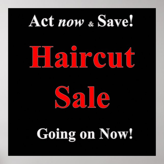 Act Now & Save Haircut Sale Poster Matte (Vorne)