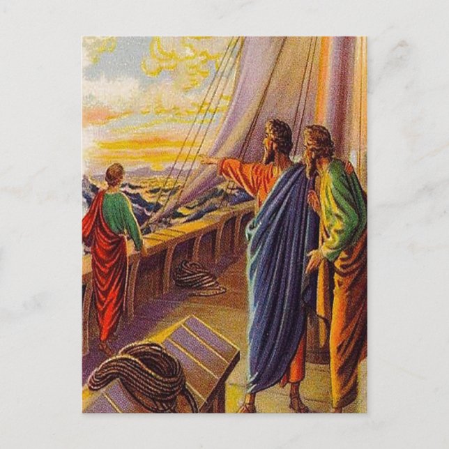 Actes 13:4-5 Voile vers Chypre carte postale (Devant)