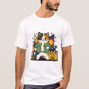 Action Cat Held auf dem Set T-Shirt