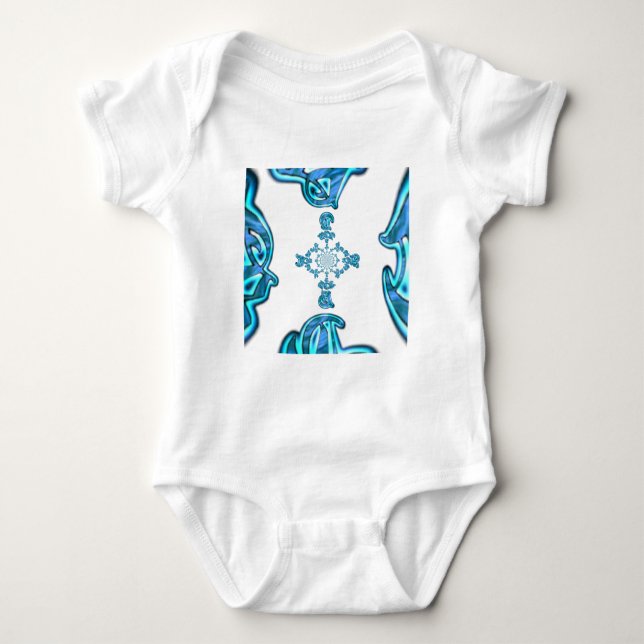 Action Cyan Aquamarine Abstrakte Graffiti Art Prin Baby Strampler (Vorderseite)