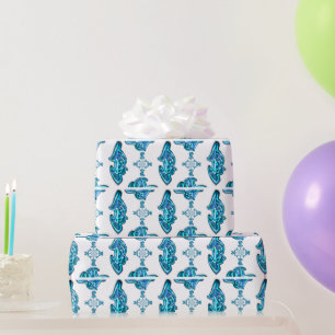 Action Cyan Aquamarine Abstrakte Graffiti Art Prin Geschenkpapier