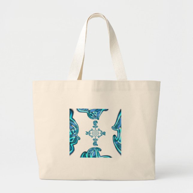 Action Cyan Aquamarine Abstrakte Graffiti Art Prin Jumbo Stoffbeutel (Vorne)