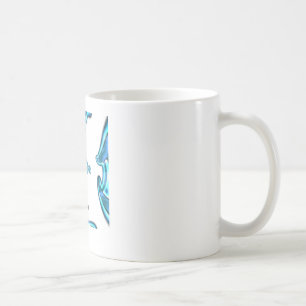 Action Cyan Aquamarine Abstrakte Graffiti Art Prin Kaffeetasse