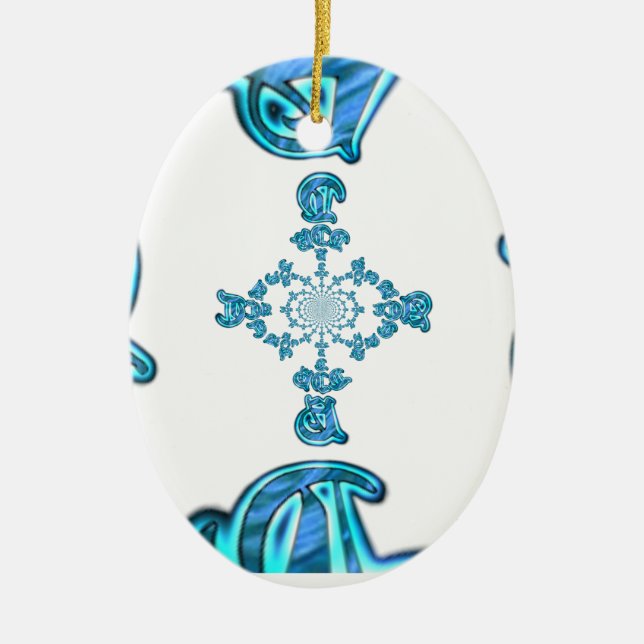 Action Cyan Aquamarine Abstrakte Graffiti Art Prin Keramik Ornament (Vorne)