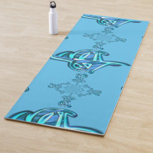 Action Cyan Aquamarine Abstrakte Graffiti Art Prin Yogamatte