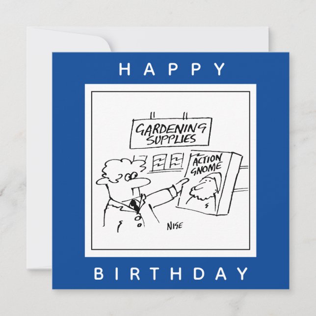 Action Gnome im Gartencenter Cartoon Karte (Vorderseite)