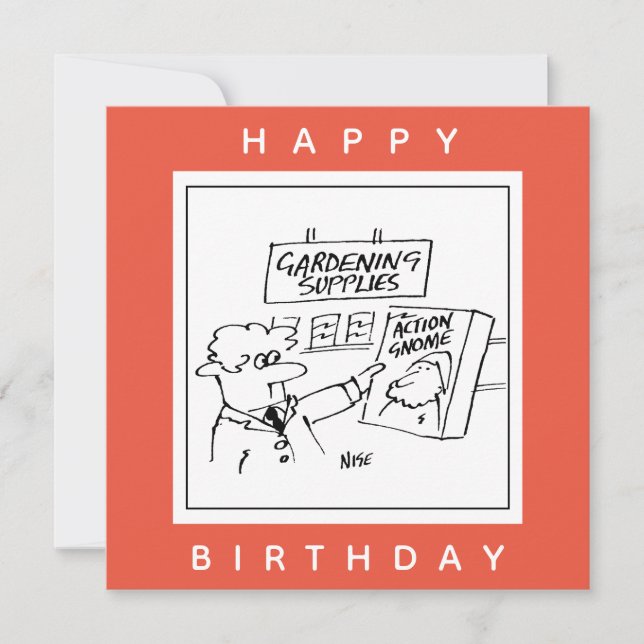 Action Gnome im Gartencenter Cartoon Karte (Vorderseite)