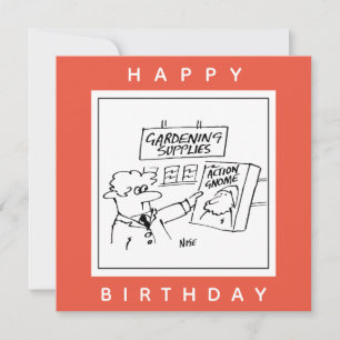 Action Gnome im Gartencenter Cartoon Karte