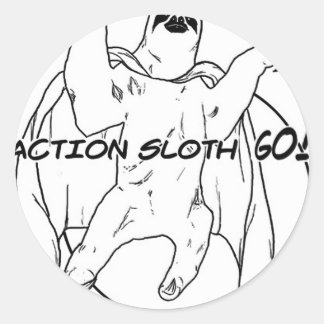 Action Sloth, los! Runder Aufkleber