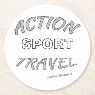 Action Sport Travel Runder Pappuntersetzer