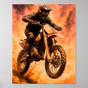 Actiongeladener Dirt-Bike-Fahrer Poster