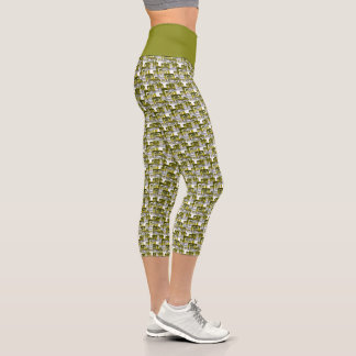 Activate My Heart Pattern Silver Capri Leggings