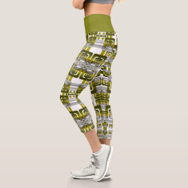 Activate My Heart Pattern Silver Capri Leggings