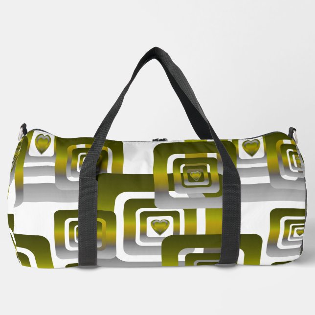 Activate My Heart Pattern Silver Duffle Bag (Vorderseite)