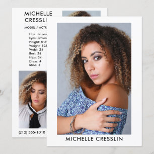 Actor Model 3 Photo Back Comp Carte Zed 5.5x7.5 Wh