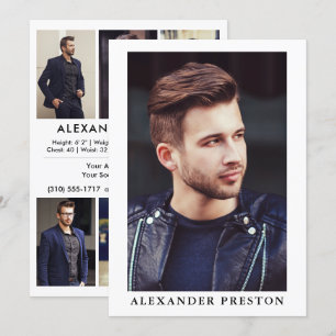 Actor Model Comp Card Zed Card 7 Foto 2 Seite 12x1 Einladung