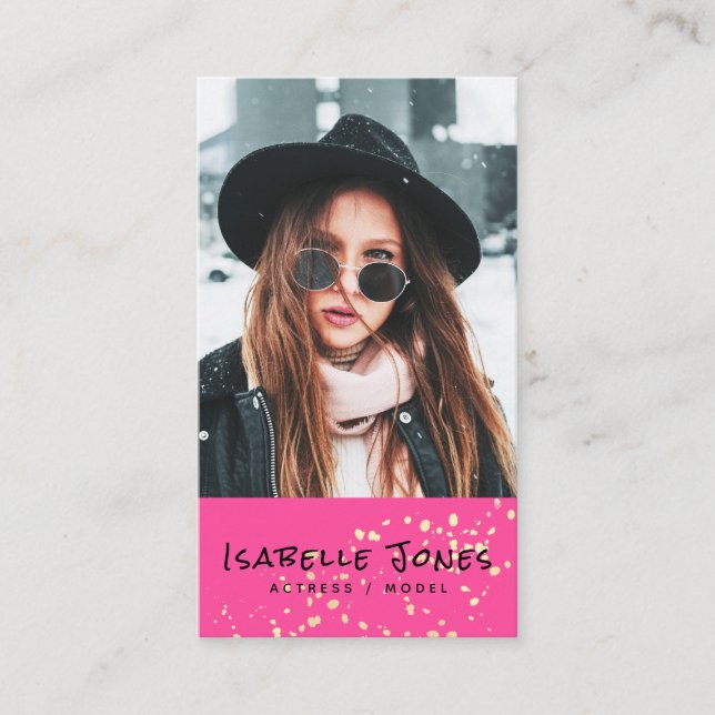 Actor Model Singer Dancer Pink Foto Business Card Visitenkarte (Vorderseite)