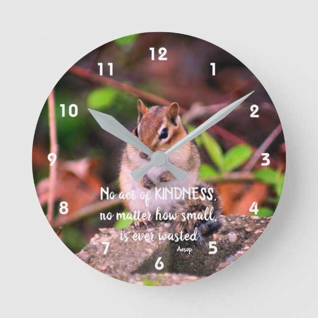 Acts Of Kindness Inspirational Quote Chipmunk  Runde Wanduhr (Vorderseite)