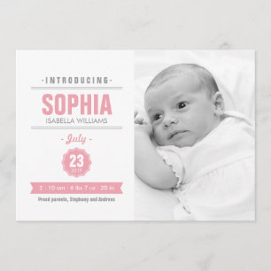 Actualités modernes Faire-part photo Pink Baby Bir