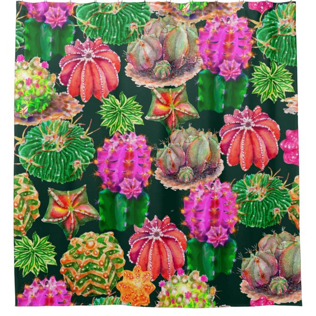 ?actus nahtlos floral pattern background, wallpap duschvorhang (Vorderseite)