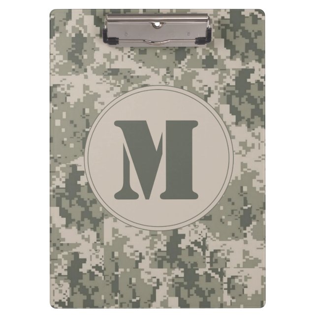 ACU Camo Camouflage Monogram Initial Clip Board Klemmbrett (Vorderseite)