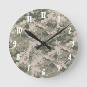 ACU Camo Tarnmuster Digital Muster Wanduhr
