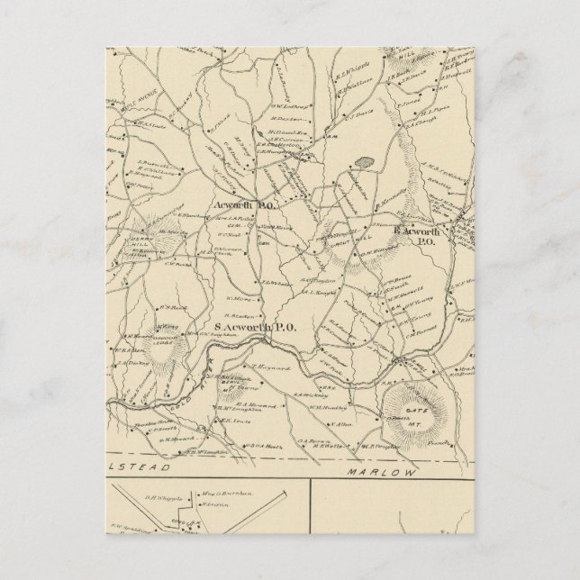 Acworth, Sullivan Landkreis Postkarte (Vorderseite)