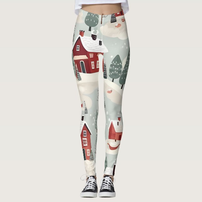 AD 002 - Digitales Weihnachtsmuster Leggings (Vorderseite)