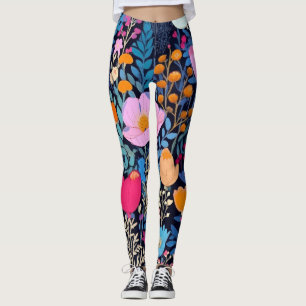 AD 002 - Florales digitales Muster Leggings