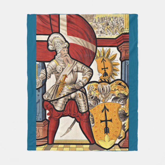 AD 1600 Schweizer Soldatendruck Fleecedecke (Vorderseite)