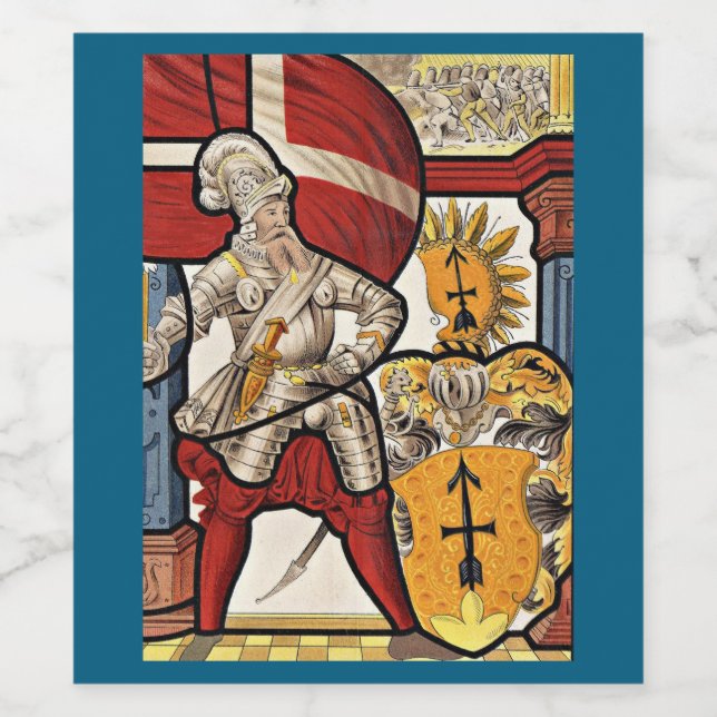 AD 1600 Schweizer Soldatendruck Weinetikett (Einzelnes Label)