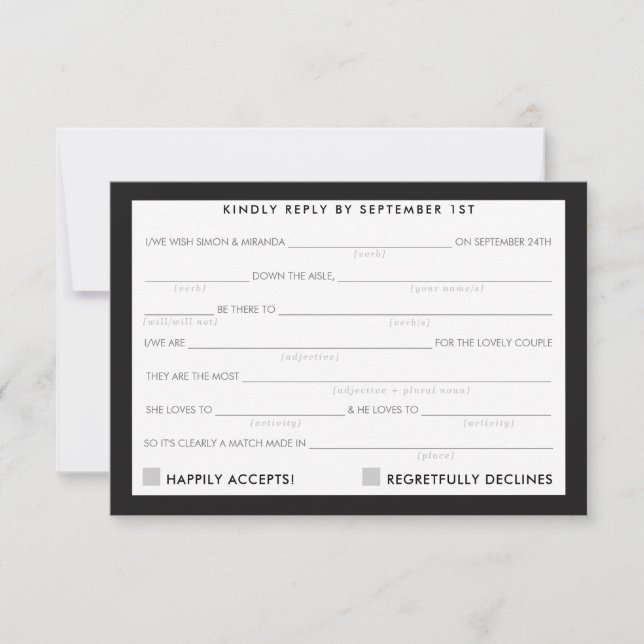 AD LIB RSVP RÉPONDRE amusant simple gras minimal n (Devant)