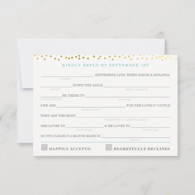 AD LIB RSVP RÉPONDRE fun rustique confetti menthe  (Devant)
