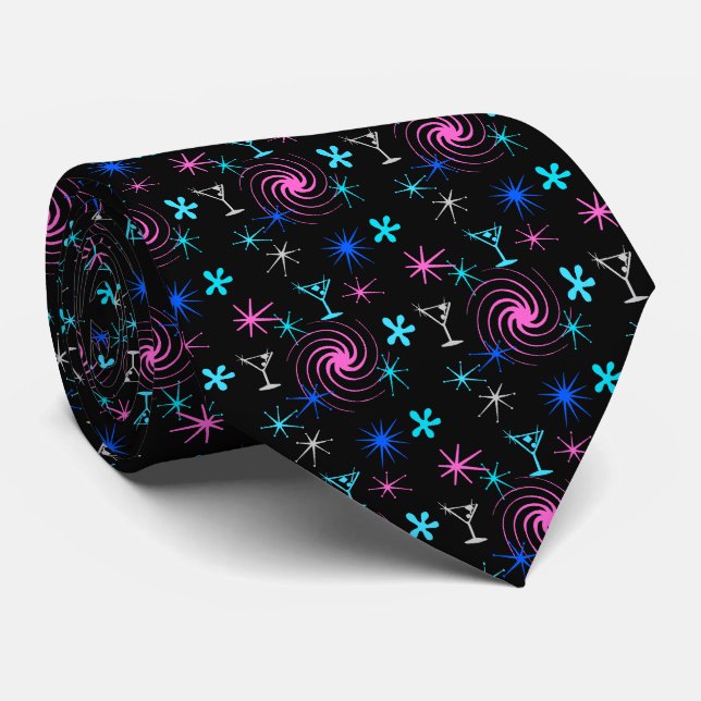 Ad Man Martini Foulard Black zweiseitig Krawatte (Gerollt)